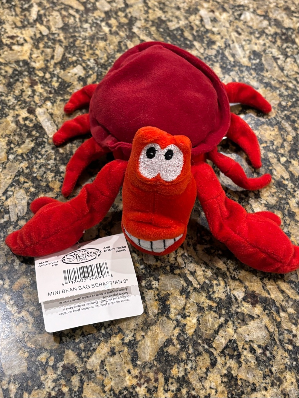 NWT-Disney Red Sebastian Mini Bean Bag Plush